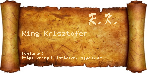 Ring Krisztofer névjegykártya